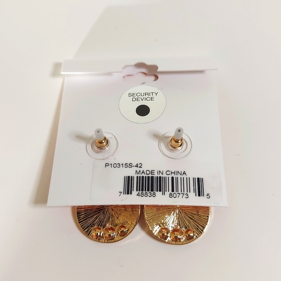 Juicy Couture Los Angeles Gold Toned Heart & Rhinestone Dangle Earrings - Picture 2 of 11